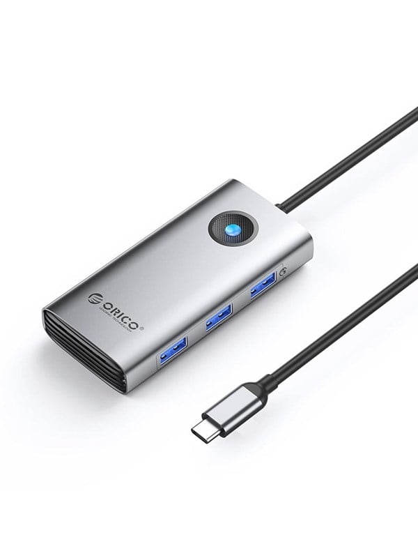 ORICO PW11 6in1 USB-C Docking Station 3x USB-A 3.0 1x USB-C PD 100W 1x HDMI 4K 30Hz 1x RJ45 2.5G Ethernet - Gray USB hub - USB 3.0 - 6 ports - Grå