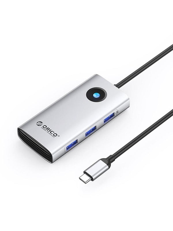 ORICO PW11 6in1 USB-C Docking Station 3x USB-A 3.0 1x USB-C PD 100W 1x HDMI 4K 30Hz 1x RJ45 2.5G Ethernet - Silver USB hub - USB 3.0 - 6 ports - Sølv