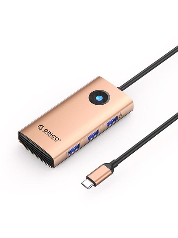 ORICO PW11 6in1 USB-C Docking Station 3x USB-A 3.0 1x USB-C PD 100W 1x HDMI 4K 30Hz 1x RJ45 Gigabit Ethernet - Rose Gold USB hub - USB 3.0 - 6 ports
