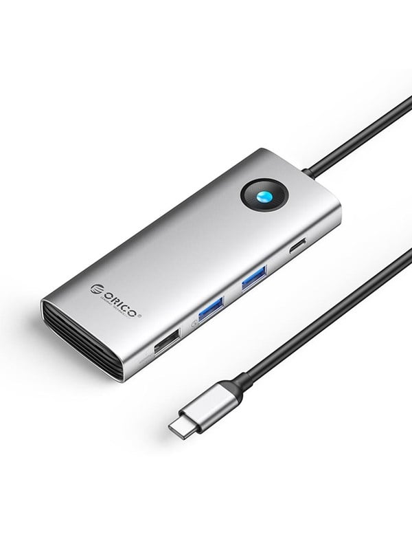 ORICO PW11 8in1 USB-C Docking Station 2x USB-A 3.0 1x USB-A 2.0 1x USB-C 3.0 1x USB-C PD 100W 1x HDMI 4K 60Hz 1x VGA 1080P 60Hz 1x RJ45 Gigabit Ethernet - Silver USB hub - USB 3.0 - 8 ports - Sølv