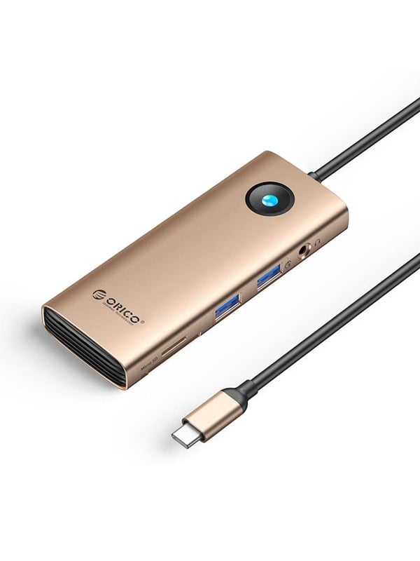 ORICO PW11 8in1 USB-C Docking Station 2x USB-A 3.0 1x USB-C PD 100W 1x HDMI 4K 60Hz 1x microSD/SD 1x RJ45 Gigabit Ethernet 1x Audio 3.5mm - Rose Gold USB hub - USB 3.0 - 8 ports