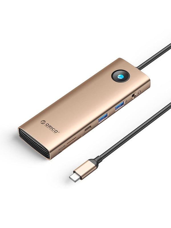 ORICO PW11 9in1 USB-C Docking Station 2x USB-A 3.0 1x USB-C 3.0 1x USB-C PD 100 1x HDMI 4K 60Hz 1x microSD/SD 1x RJ45 2.5G Ethernet 1x Audio 3.5mm - Rose Gold USB hub - USB 3.0 - 9 ports