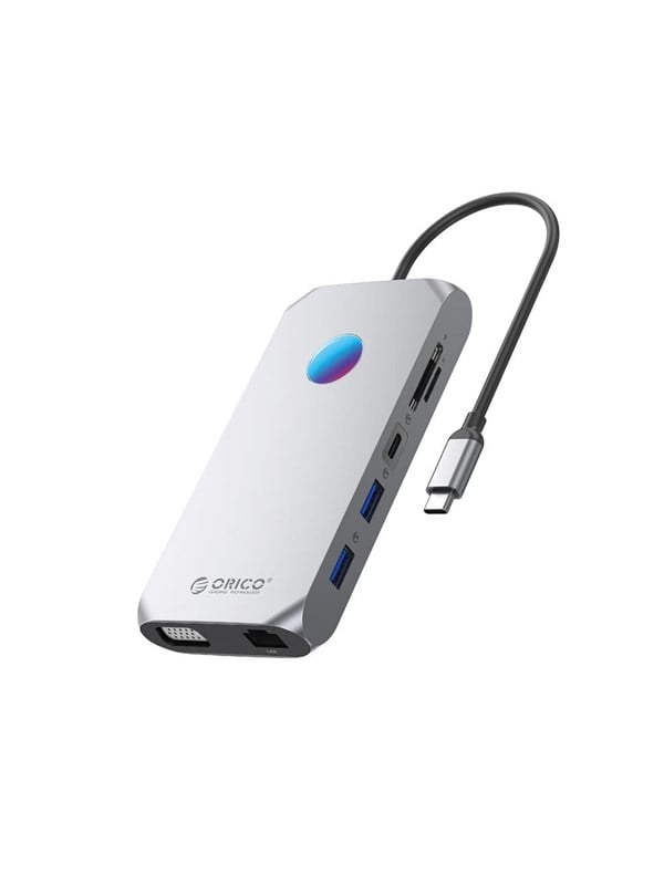 ORICO XCR 12in1 RGB USB-C Docking Station USB hub - USB 3.1 - 12 ports - Grå
