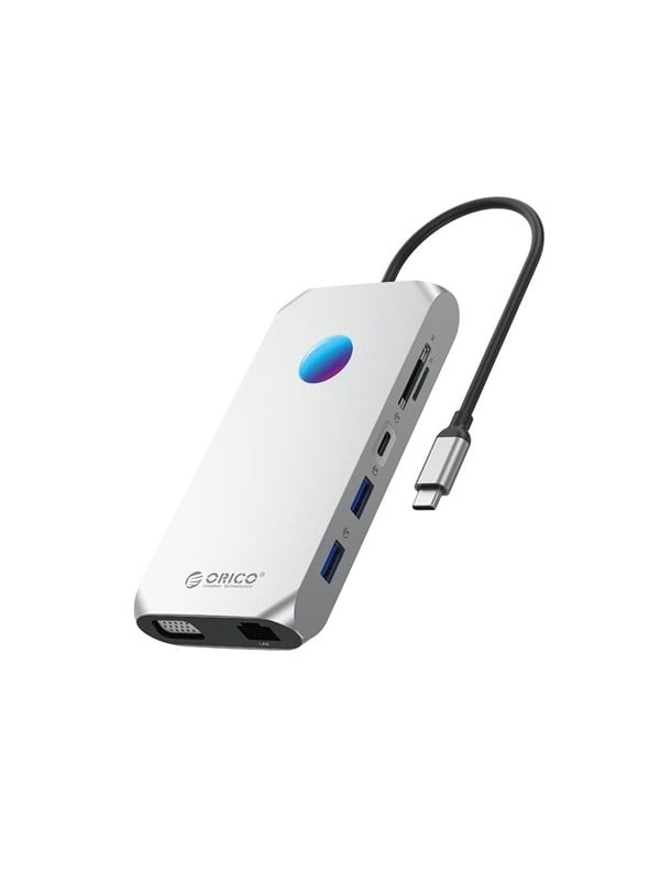 ORICO XCR 12in1 RGB USB-C Docking Station USB hub - USB 3.1 - 12 ports - Sølv
