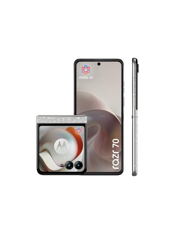 Motorola RAZR 70 - 5G smartphone - dual-SIM - RAM 8 GB / Intern hukommelse 256 GB - OLED display - 6.9 - 2640 x 1080 pixels (120 Hz) - 2x bagkameraer 50 MP, 50 MP - front camera 32 MP - pantone lys hvid
