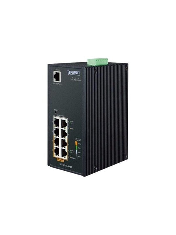 PLANET Industrial 4-Port 10/100/1000T 802.3at PoE + 4-Port