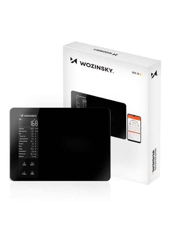 Wozinsky Køkkenvægt WIK-16 Smart køkkenvægt med digitalt display, Bluetooth-app - Sort