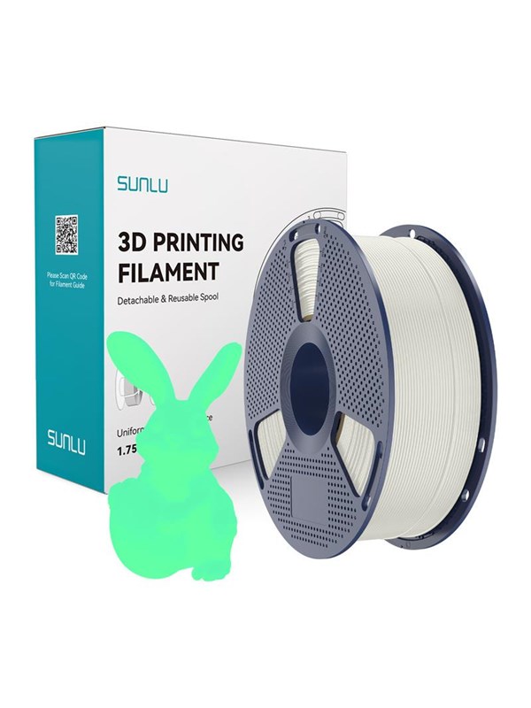 Sunlu PLA Glow-in-the-Dark Filament til 3D Printer - 1.75mm, 1kg - Hvid og Grøn