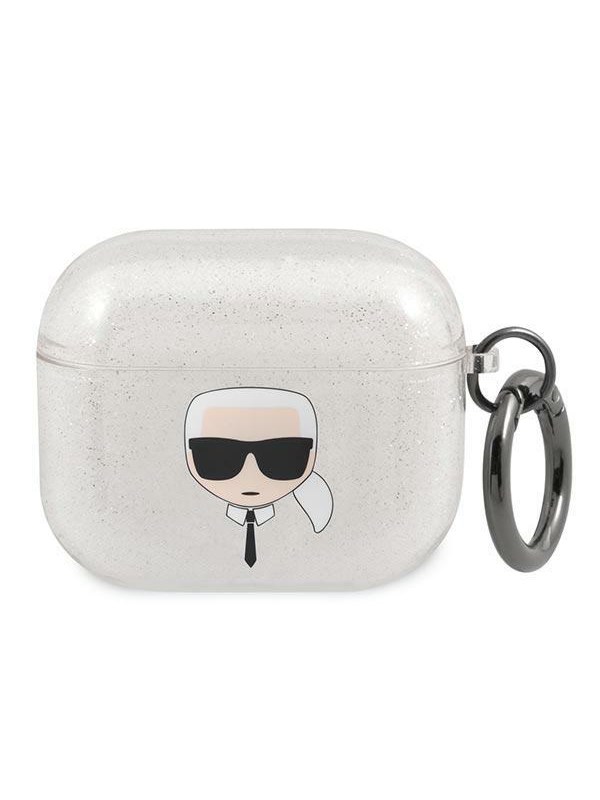 Karl Lagerfeld case for AirPods 3 KLA3UKHGS silver Glitter Karl`s Head
