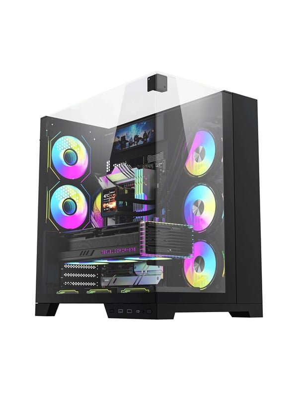 Darkflash TH285 Plus (with 8x fans and a IPS screen) - Kabinet - Miditower - Sort