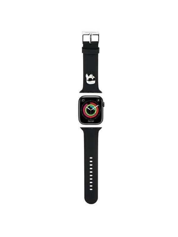 Karl Lagerfeld Pasek KLAWMSLKNK Apple Watch 38/40/41mm czarny/black strap 3D Rubber Karl Head