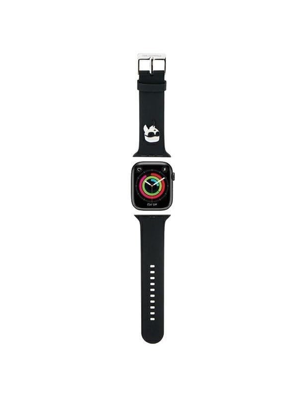 Karl Lagerfeld Pasek KLAWLSLKNK Apple Watch 42/44/45/49mm czarny/black strap 3D Rubber Karl Head