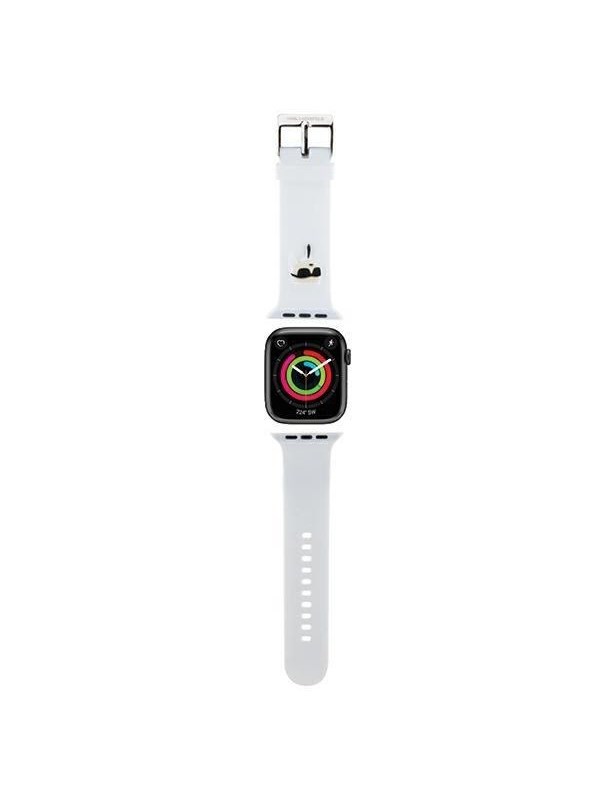 Karl Lagerfeld Pasek KLAWMSLKNH Apple Watch 38/40/41mm bialy/white strap 3D Rubber Karl Head