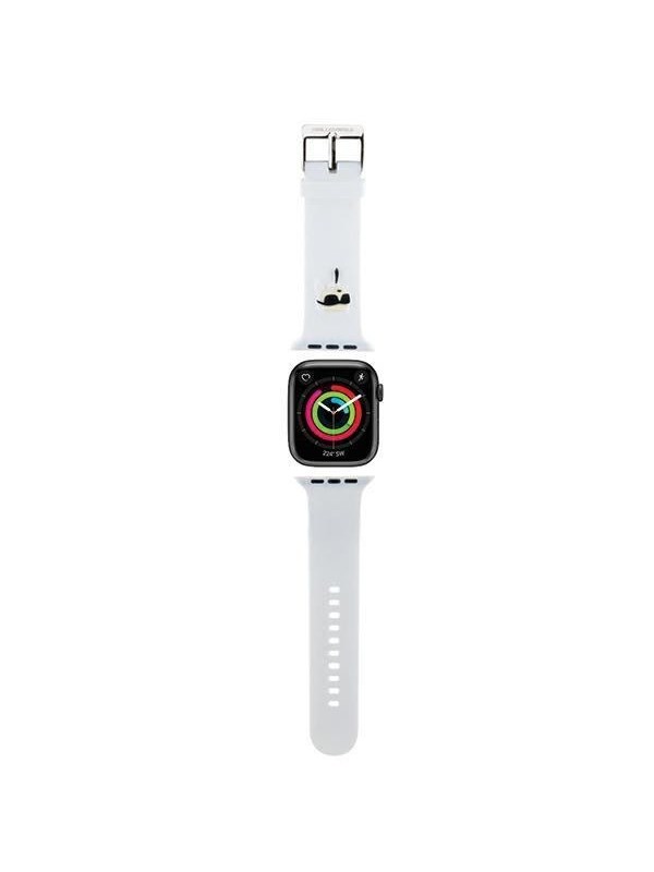 Karl Lagerfeld Pasek KLAWLSLKNH Apple Watch 42/44/45/49mm bialy/white strap 3D Rubber Karl Head