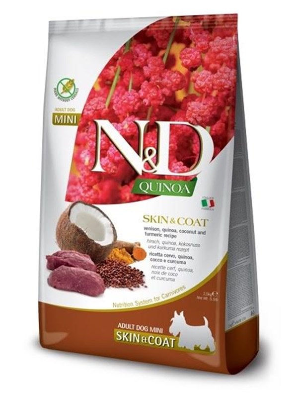 Farmina N&D Quinoa Dog Skin&Coat Venison Coconut Adult Mini - dry dog food - 2.5 kg