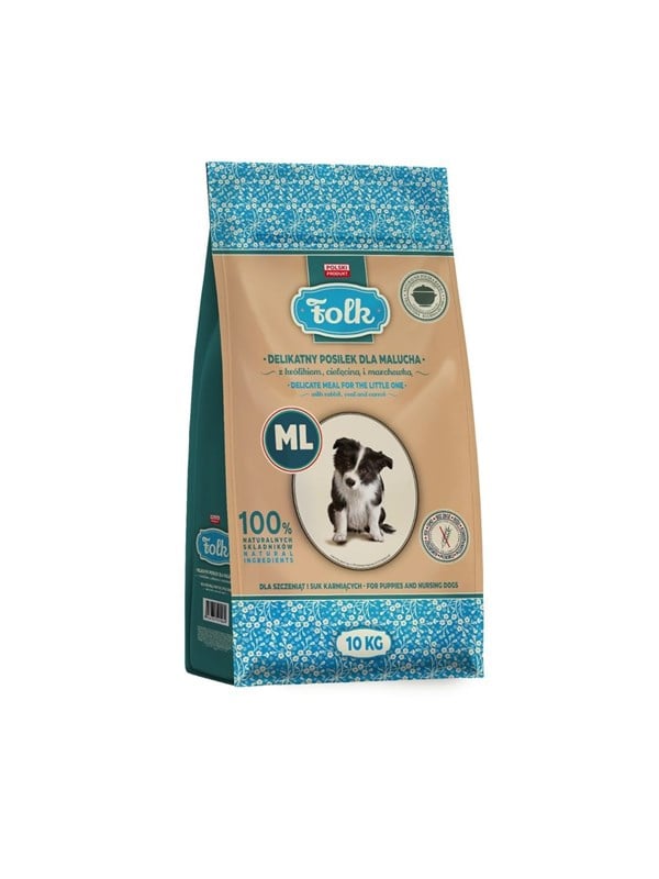 Folk Junior Medium and large breeds Gentle meal for puppy with rabbit veal and carrot - dry dog food - 10kg