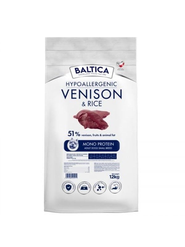BALTICA Nutraceutic Hypoallergenic Small breeds Venison with rice - dry dog food - 12kg