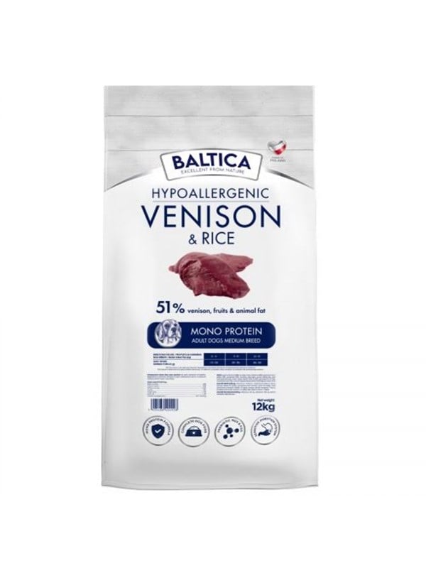 BALTICA Nutraceutic Hypoallergenic Medium breeds Venison with rice - dry dog food - 12kg