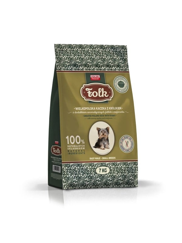 Folk Small breeds Traditional Greater Poland duck with rabbit apples and marjoram - dry dog food - 7kg
