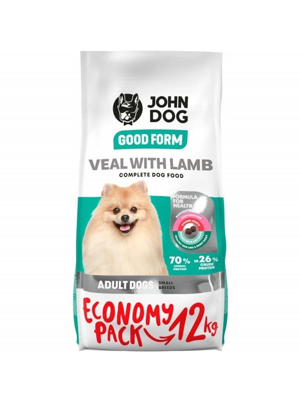 John Dog Good Form Adult Mini Veal with lamb - dry dog food - 12 kg
