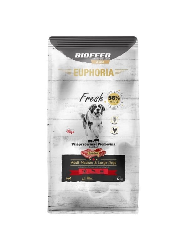 Biofeed Euphoria Fresh Adult Medium & Large Pork with beef - dry dog food - 12kg