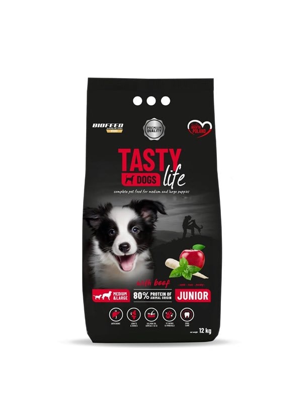 Biofeed Tasty Life Junior medium and large Beef - dry dog ??food - 12kg