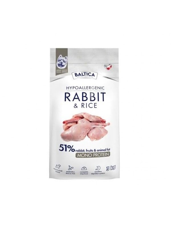 BALTICA Nutraceutic Hypoallergenic S Rabbit with rice - dry dog food - 3kg