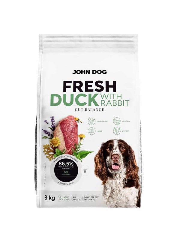 John Dog Fresh Duck with rabbit - dry dog food - 3kg