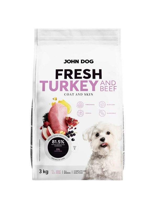 John Dog Fresh Turkey and beef - dry dog food - 3kg
