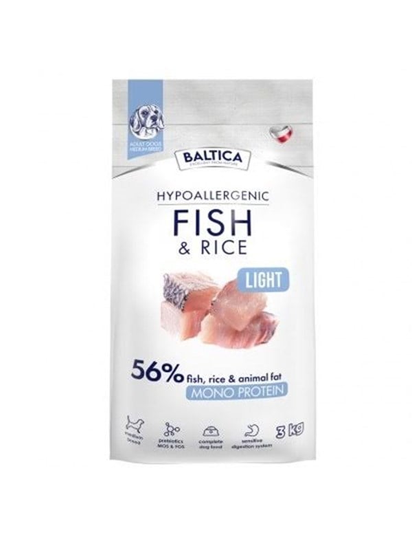 BALTICA Nutraceutic Hypoallergenic Light M Fish with rice - dry dog food - 3kg