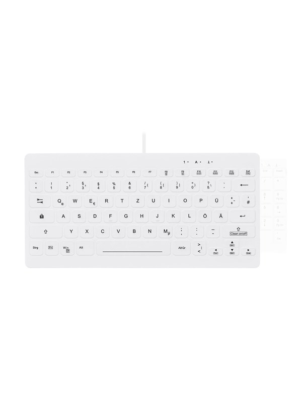 Contour Active Key QuickClean AK-C4112F - keyboard - medical hygienic design mini - QWERTY - Pan Nordic - white Input Device - Tastatur - Nordisk - Hvid