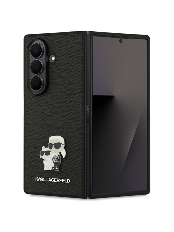 Karl Lagerfeld Saffiano Karl&Choupette Pin Case for Samsung Galaxy Z Fold7 - Black