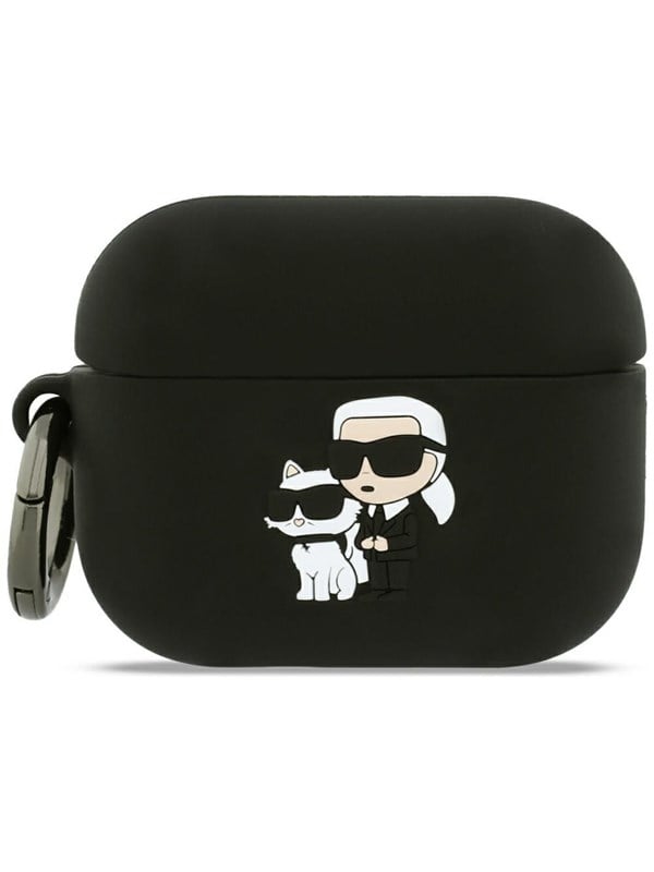 Karl Lagerfeld Silicone Karl & Chaupette Head 3D Case for AirPods Pro 3 - Black