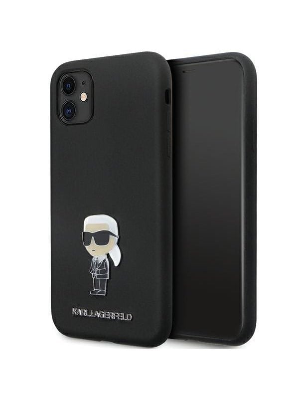 Karl Lagerfeld KLHCN61SMHKNPK case for iPhone 11 / Xr - black Silicone Ikonik Metal Pin