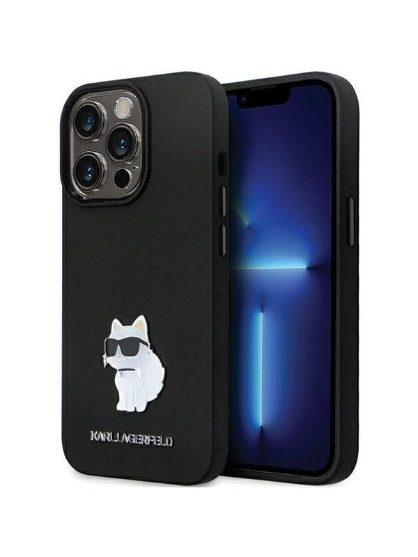 Karl Lagerfeld KLHCP14XSMHCNPK case for iPhone 14 Pro Max 6.7" - black Silicone C Metal Pin