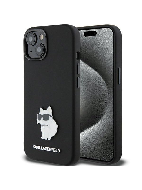 Karl Lagerfeld Silicone Choupette Metal Pin case for iPhone 15 Plus / 14 Plus - black