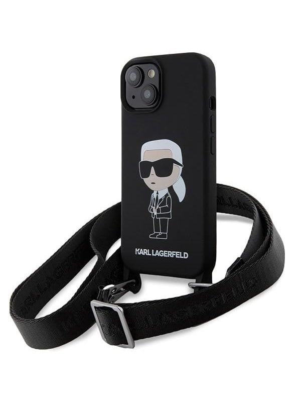 Karl Lagerfeld KLHCP15SSCBSKNK iPhone 15 6.1" hardcase black/black Crossbody Silicone Ikonik