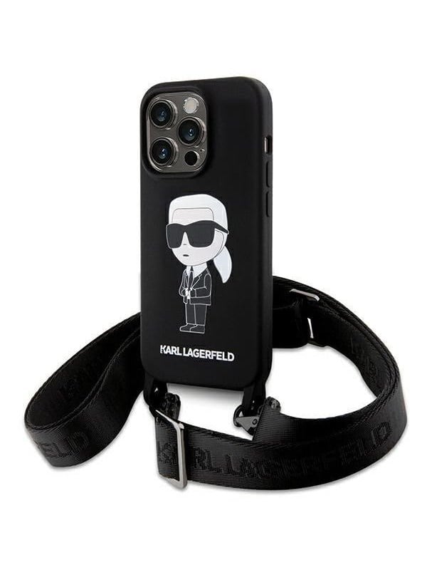 Karl Lagerfeld KLHCP15XSCBSKNK iPhone 15 Pro Max 6.7" hardcase black/black Crossbody Silicone Ikonik