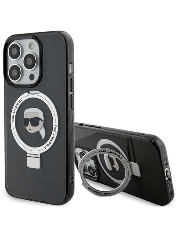 Karl Lagerfeld KLHMP15XHMRSKHK iPhone 15 Pro Max 6.7" black/black hardcase Ring Stand Karl Head MagSafe