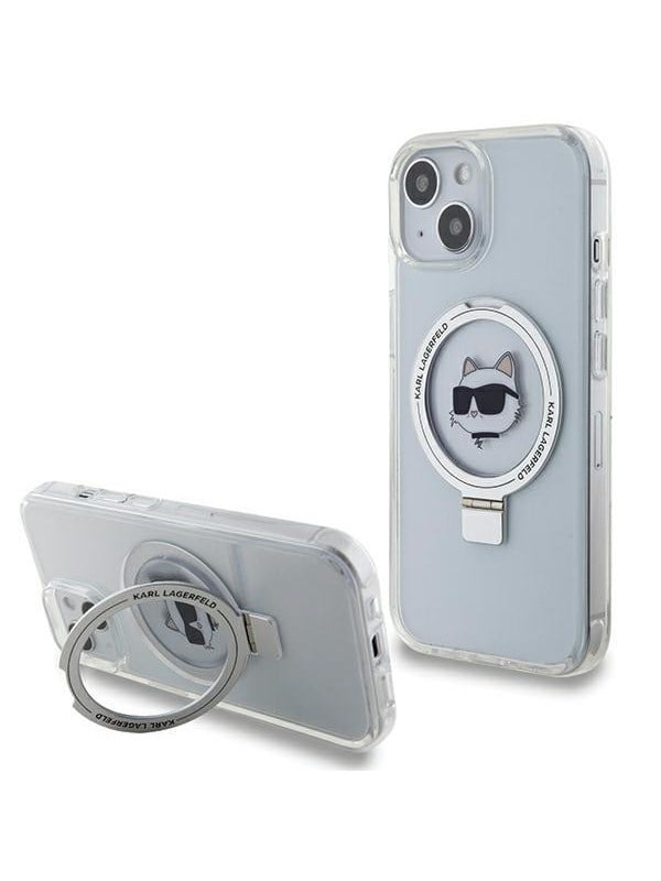 Karl Lagerfeld KLHMP15SHMRSCHH iPhone 15 6.1" white/white hardcase Ring Stand Choupette Head MagSafe
