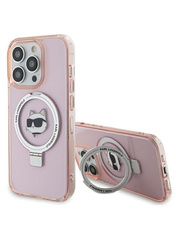 Karl Lagerfeld KLHMP15XHMRSCHP iPhone 15 Pro Max 6.7" pink/pink hardcase Ring Stand Choupette Head MagSafe