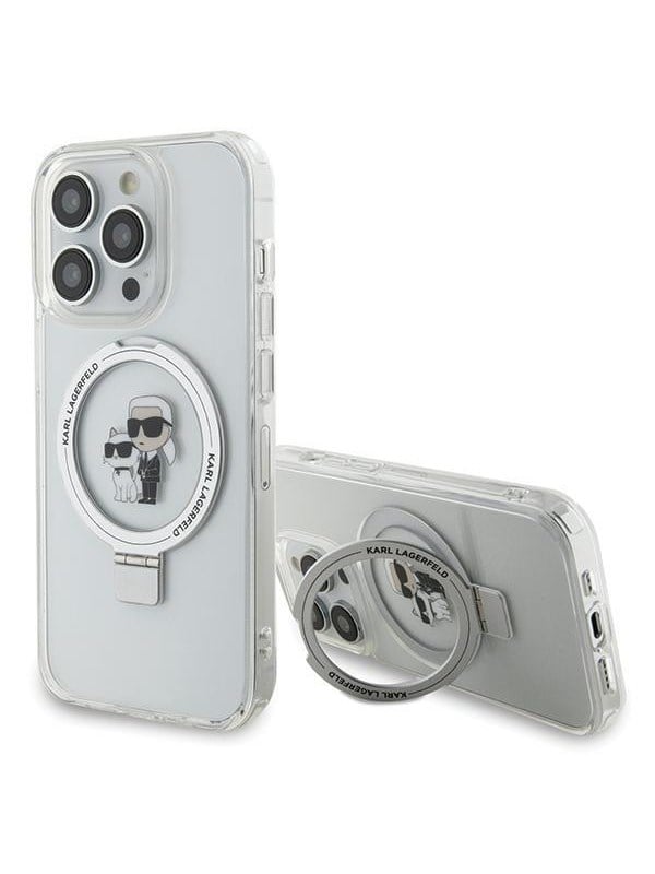 Karl Lagerfeld Ring Stand Karl&Choupette MagSafe case for iPhone 13 Pro / 13 - white