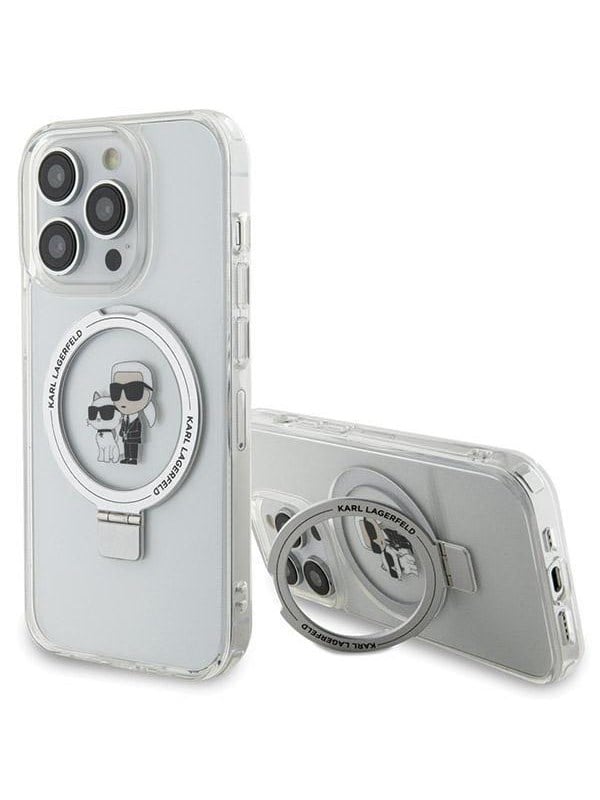 Karl Lagerfeld Ring Stand Karl&Choupette MagSafe case for iPhone 13 Pro Max - white