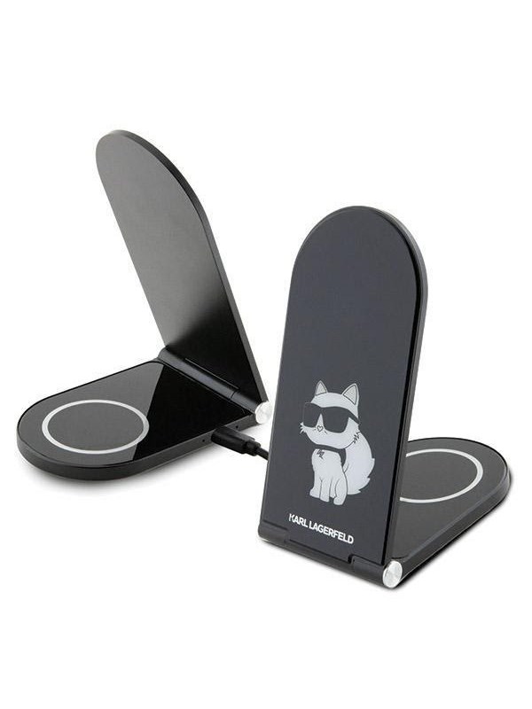 Karl Lagerfeld skladana lad. indukcyjna 2w1 KLDCRFALCHNK 15W czarny/black Choupette MagSafe