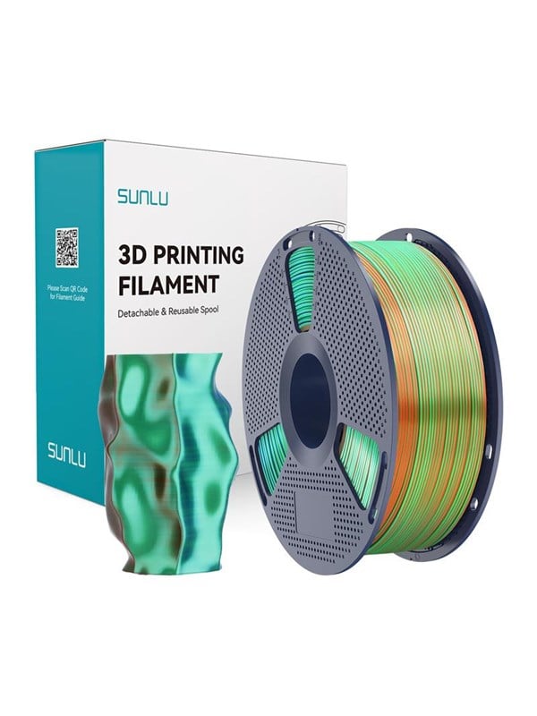 Sunlu PLA+ Silk Tri-Color Filament (orange, blue, and green)