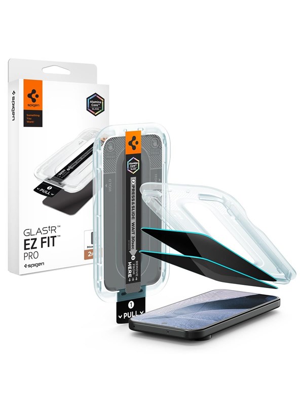 Spigen Glass tR EZ Fit Pro (Privacy) 2 Pack - Google Pixel 11 Pro XL/10 Pro XL/9 Pro XL