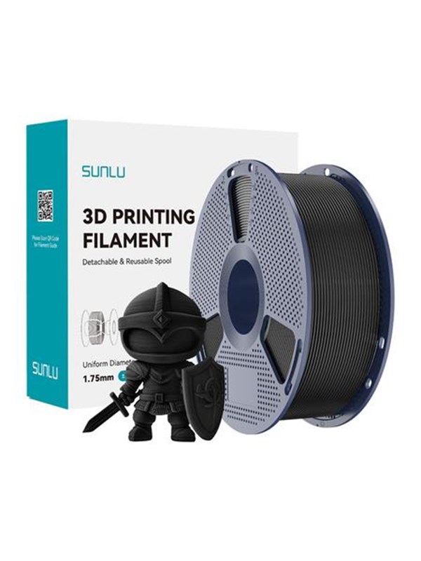 Sunlu PLA+ Filament til 3D Printer - 1.75mm, 1kg - Sort