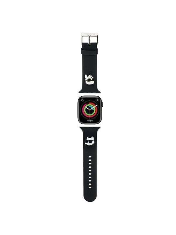 Karl Lagerfeld Pasek KLAWMSLKCNK Apple Watch 38/40/41mm czarny/black strap 3D Rubber Karl&Choupette Heads