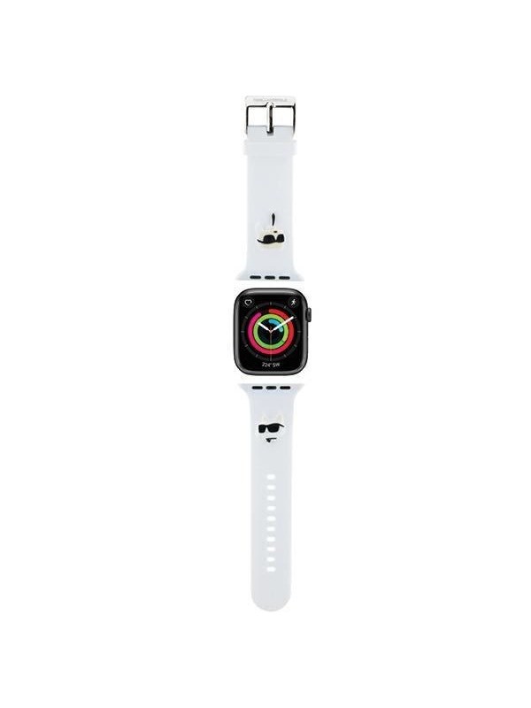 Karl Lagerfeld Pasek KLAWLSLKCNH Apple Watch 42/44/45/49mm bialy/white strap 3D Rubber Karl&Choupette Heads
