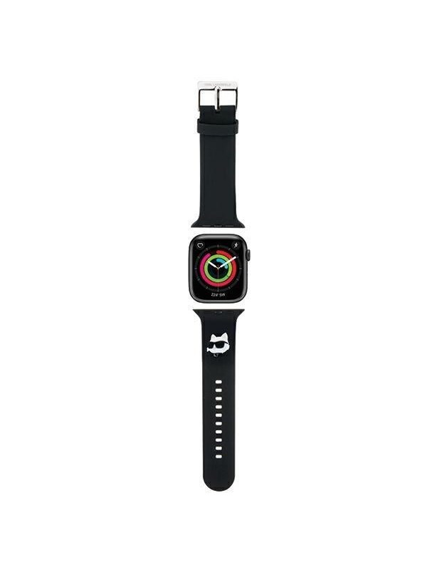 Karl Lagerfeld Pasek KLAWMSLCNK Apple Watch 38/40/41mm czarny/black strap 3D Rubber Choupette Heads